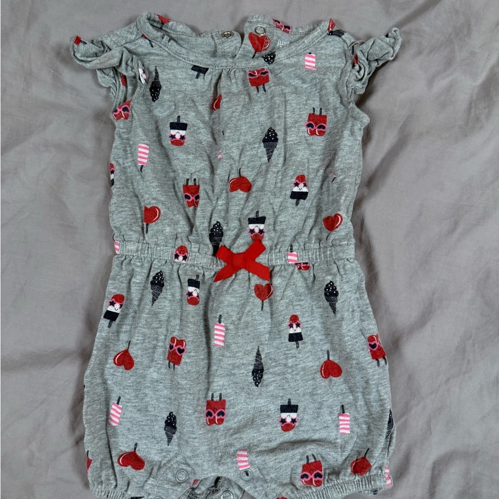Carter's Gray One Piece with Red and Black Accents